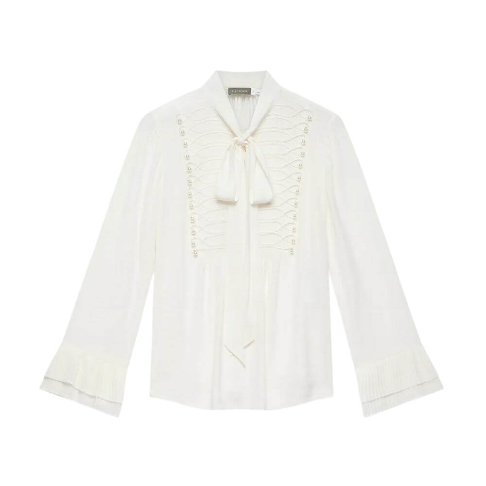 Mint Velvet Cream Pearl Detail Blouse